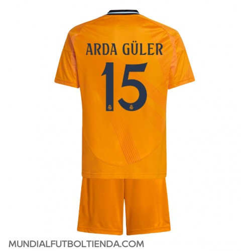 Camiseta Real Madrid Arda Guler #15 Segunda Equipación Replica 2024-25 para niños mangas cortas (+ Pantalones cortos)